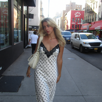 Navy Polka Dot Lace Maxi Dress - 3